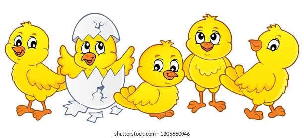 Cute chickens topic image 1 - eps10 vector illustration.