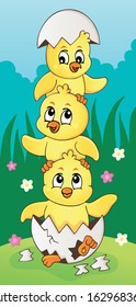 Cute pollos tema imagen 5 - eps10 ilustración vectorial.