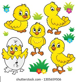 Cute chickens topic set 1 - eps10 vector illustration.