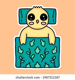 cute chicks cartoon lying in bed