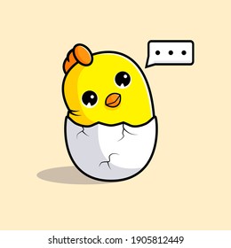 Cute chicks confused vector mascot illustration