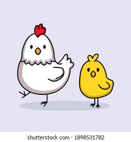 Cute chicks and hen chicken mascot design