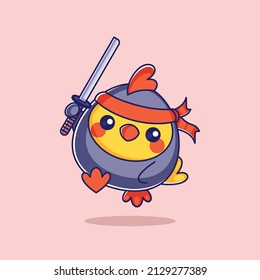 Cute Küken Ninja mit Schwertkartographie