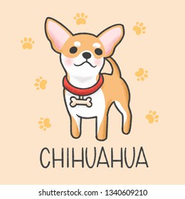 Cute Chihuahua cartoon hand drawn style