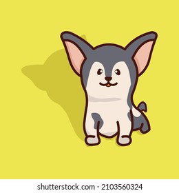 cute chihuahua dog drawing animal vector sticker on yellow background