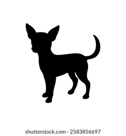 Cute chihuahua dog silhouette icon vector illustration design.