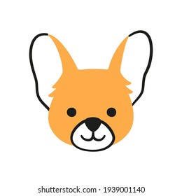 Cute chihuahua face. Dog head icon. Hand drawn isolated vector illustration in doodle style on white background