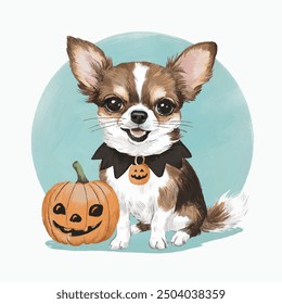 Cute chihuahua. Halloween themed dog illustration.