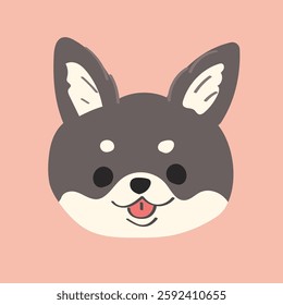 Cute Chihuahua head illustration with black and white eyebrows, face icon