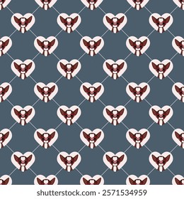 Cute chihuahua in heart seamless pattern on dark background