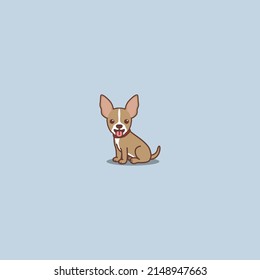 Cute chihuahua puppy sitting cartoon, vector illustration