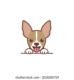 Cute chihuahua puppy smiling cartoon, vector illustration