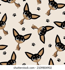 Cute chihuahua seamless pattern - good for textile print, wrapping and wall paper, cover design.