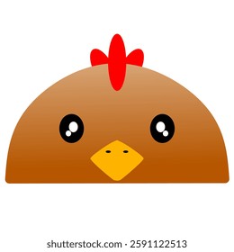 cute chiken vector design, drawing cartoon chiken face, drawing cow face easy and simple full color for kids. Chiken face clip art