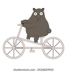 Netter Kinder-Design-T-Shirt-Print mit Murmeltier auf Fahrrad. Lustiges Tier auf dem Fahrrad isoliert weißen Hintergrund. Vektorgrafik. EPS 10 Editierbarer Strich