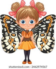 Cute child dressed as a colorful butterfly