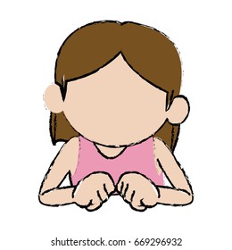 cute child girl cartoon character