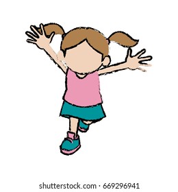 cute child girl cartoon character