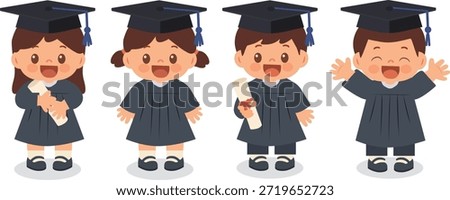 Cute Child in Graduation Cap and Gown