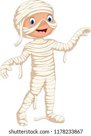 Cute child in a halloween Mummy costume