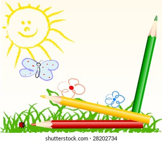 cute child handmade drawing - vector illustration - jpeg version in my portfolio