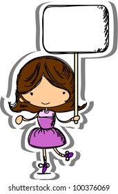 Cute child hold frame, vector