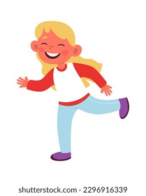 Cute child playing in skatepark vector flat illustration