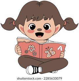Cute Child Reading The Book