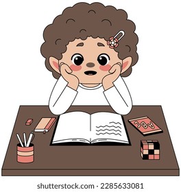 Cute Child Reading The Book