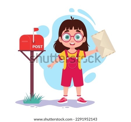 Cute child sends an envelope