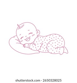 Criança Bonito Dormindo Imagem, Feliz bebê Dormindo Vetor Ilustração, Infância, Crianças, Nascido, Família criança bebê Vetor Imagem.