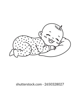 Criança Bonito Dormindo Imagem, Feliz bebê Dormindo Vetor Ilustração, Infância, Crianças, Nascido, Família criança bebê Vetor Imagem.