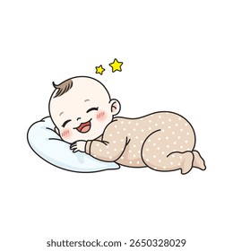 Criança Bonito Dormindo Imagem, Feliz bebê Dormindo Vetor Ilustração, Infância, Crianças, Nascido, Família criança bebê Vetor Imagem.