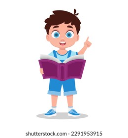 Cute child teaches, vector illustration