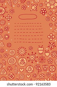 Cute childish background with flowers and text lines