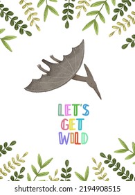 cute childish card with dino, dinosaur illustration, dino design