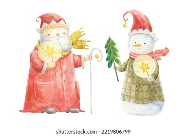 cute childish christmas illustration. Christmas cartoon characters, print, decor