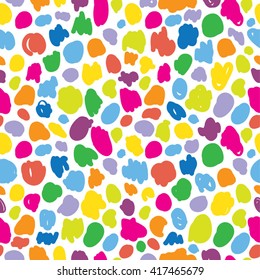 Cute childish crayon circles. Abstract circles. Hand painted seamless circles pattern. Abstract circle shapes in rainbow.