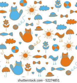 Cute childish doodle pattern pattern