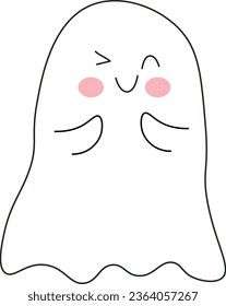 Cute childish ghosts. Funny spooky characters for kids. For halloween celebration.