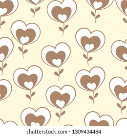 Cute childish lovely coffee hearts plant repeating pattern, use for cover paper,scrap booking,templates,valentine day,surface pattern,products,donuts and coffee packaging