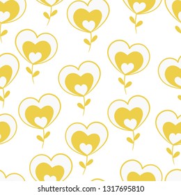 Cute childish lovely gold hearts plant repeating pattern, use for cover paper, scrapbooking, templates, valentine day.