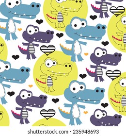 cute childish pattern with crocodile vector illustration