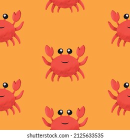 Cute Childish Sea Crab Seamless Pattern