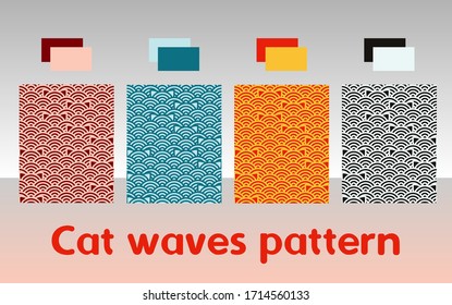 El patrón pueril de olas de mar con gatos. Patrón geométrico tradicional japonés. Olas gatitas divertidas y abstractas patrones repetitivos. І de regalos, postales, decoraciones de tela.