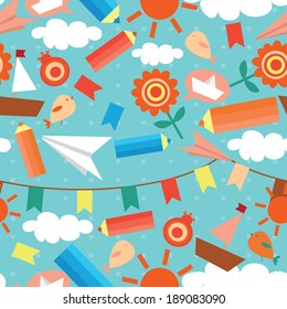 cute childish seamless background, vector illustration