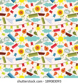 cute childish seamless background, vector illustration