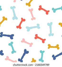 Cute childish seamless hand-drawn pattern with cute bones. Kids repeating texture is ideal for fabrics, cards, textiles, wallpaper, clothing. Puppy background.
