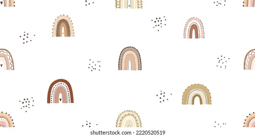 adorable patrón sin costura infantil con arcos de boho, carpintería de hadas, textil, patrón de ropa