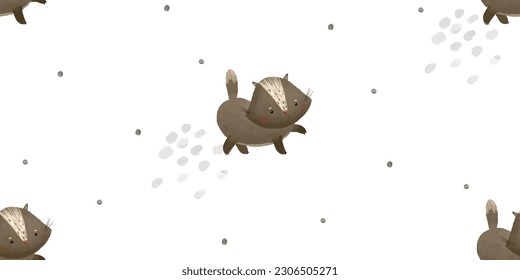 cute childish seamless pattern with brown cats, endless ornament, baby design and print
